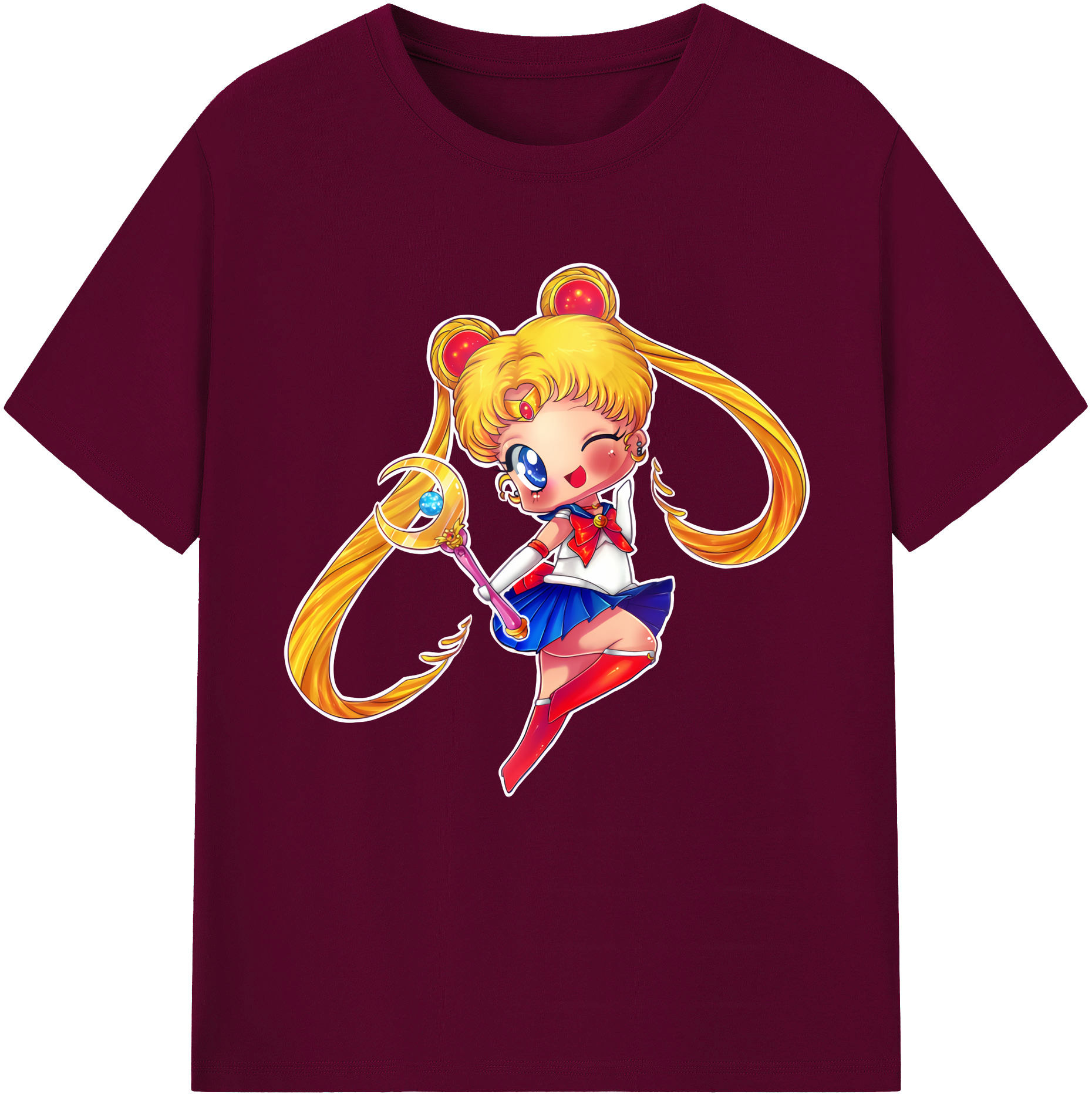 （画像用） 美少女戦士セーラームーン 月野 うさぎ つきの うさぎ Sailor Moon Tsukino Usagi レディースカジュアルプリントTシャツ（綿100％）